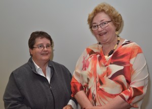 Mary-Jo Sullivan (left) of the Ontario Trillium Foundation speaks with Cathy Brothers, Capacity Canada's chief executive officer.