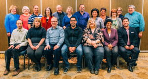 Participants in the Fort McMurray board governance boot camp — Capacity Canada's first outside Ontario — get together with boot-camp faculty for an important rite of graduation, the photo.