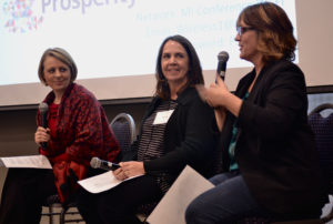 Jeanette Bancarz (left) takes part in a panel discussion at a Capacity Canada-FuseSocial board governance boot camp in November 2015. Bancarz has joined the Capacity board.